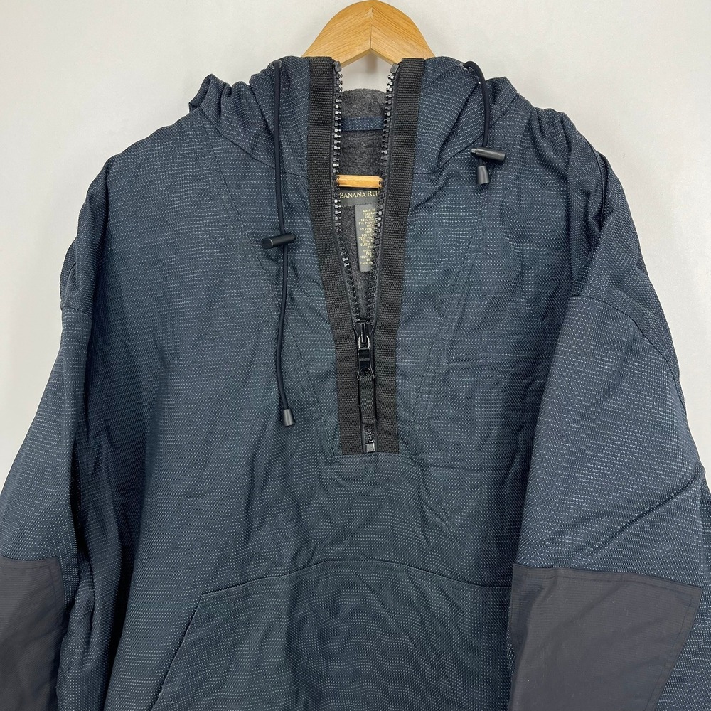 Banana Republic Mens XL Blue Textured Half Zip Anorak Fleece Lined Jacket Vtg - Picture 9 of 13
